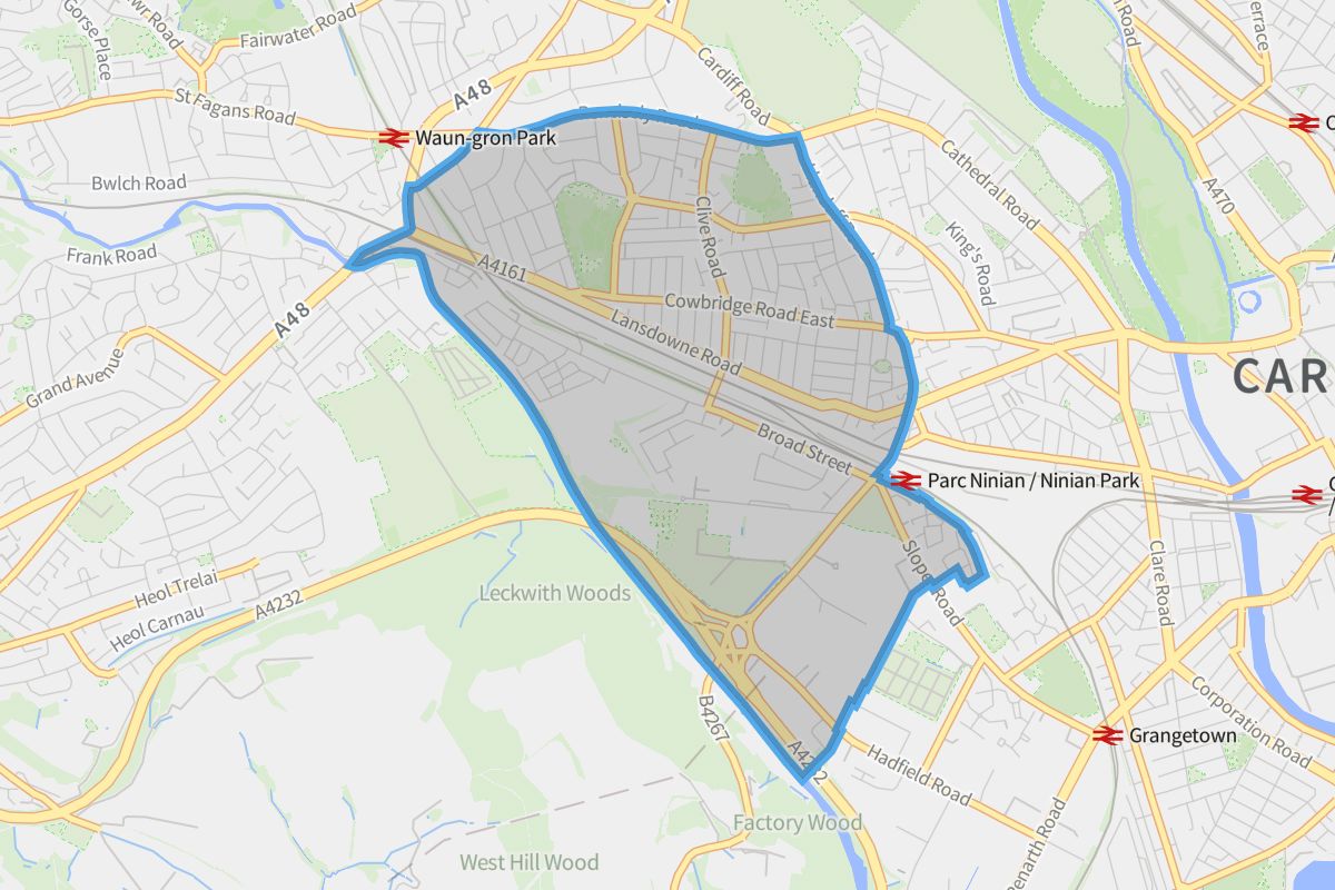 Canton geographic boundaries light outline