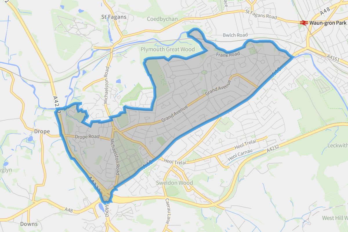 Ely geographic boundaries light outline