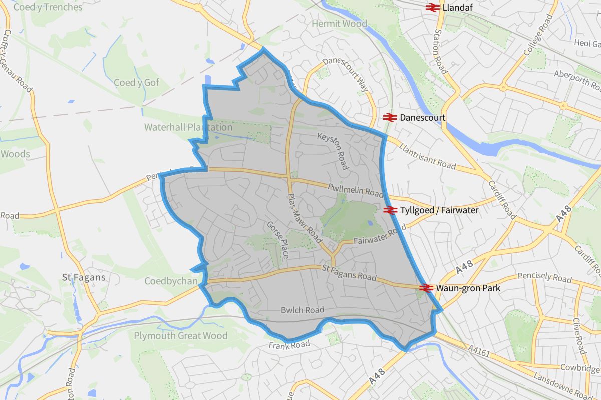 Fairwater geographic boundaries light outline