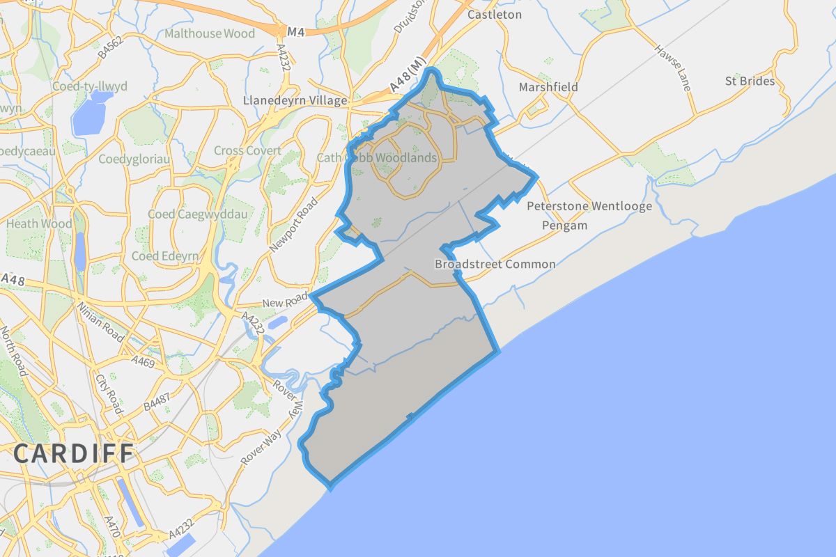 Trowbridge geographic boundaries light outline