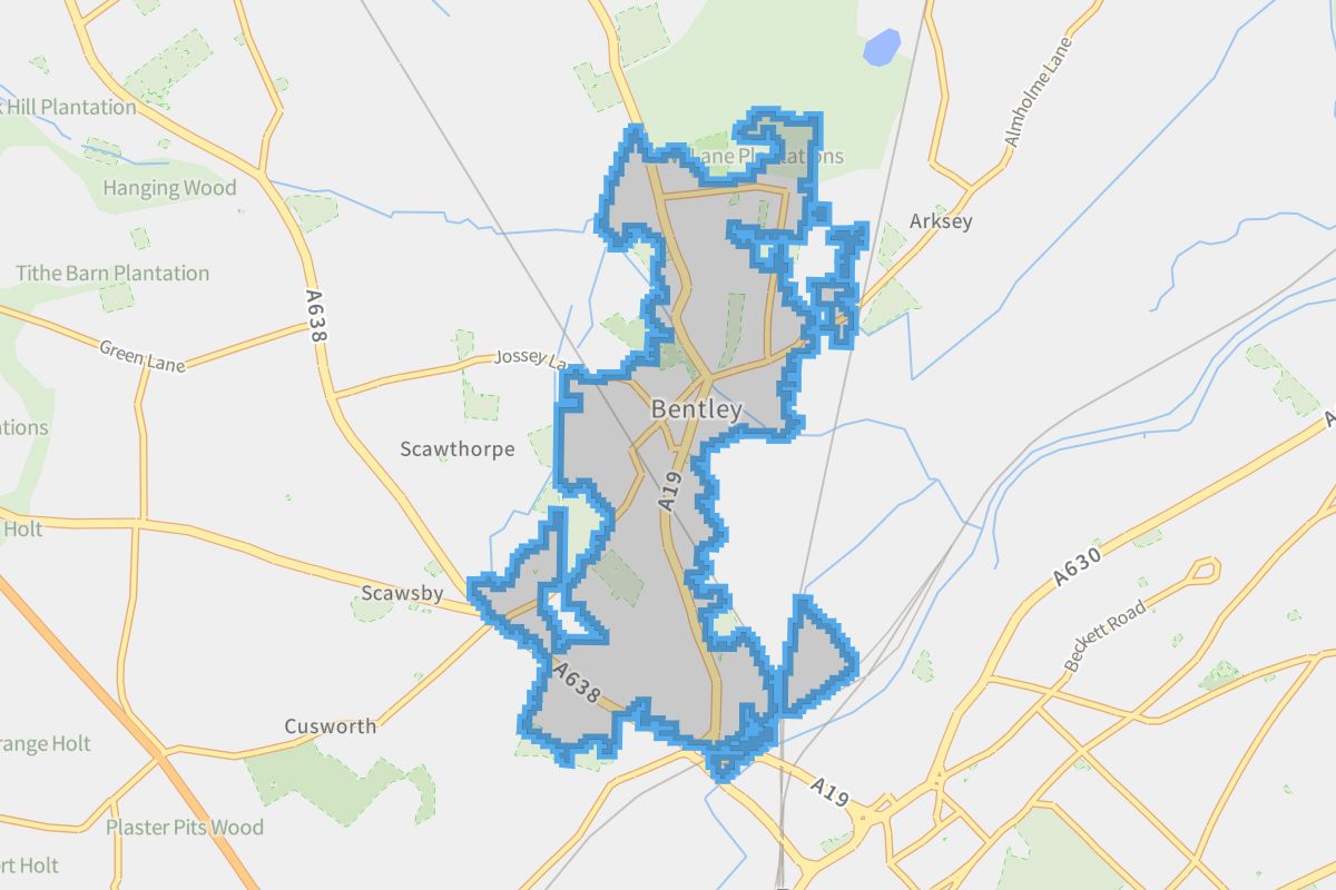 Bentley geographic boundaries light outline
