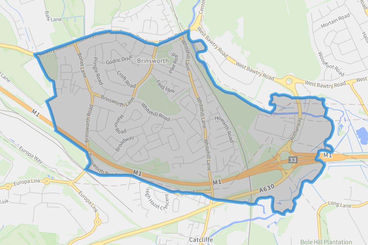 Brinsworth geographic boundaries light outline