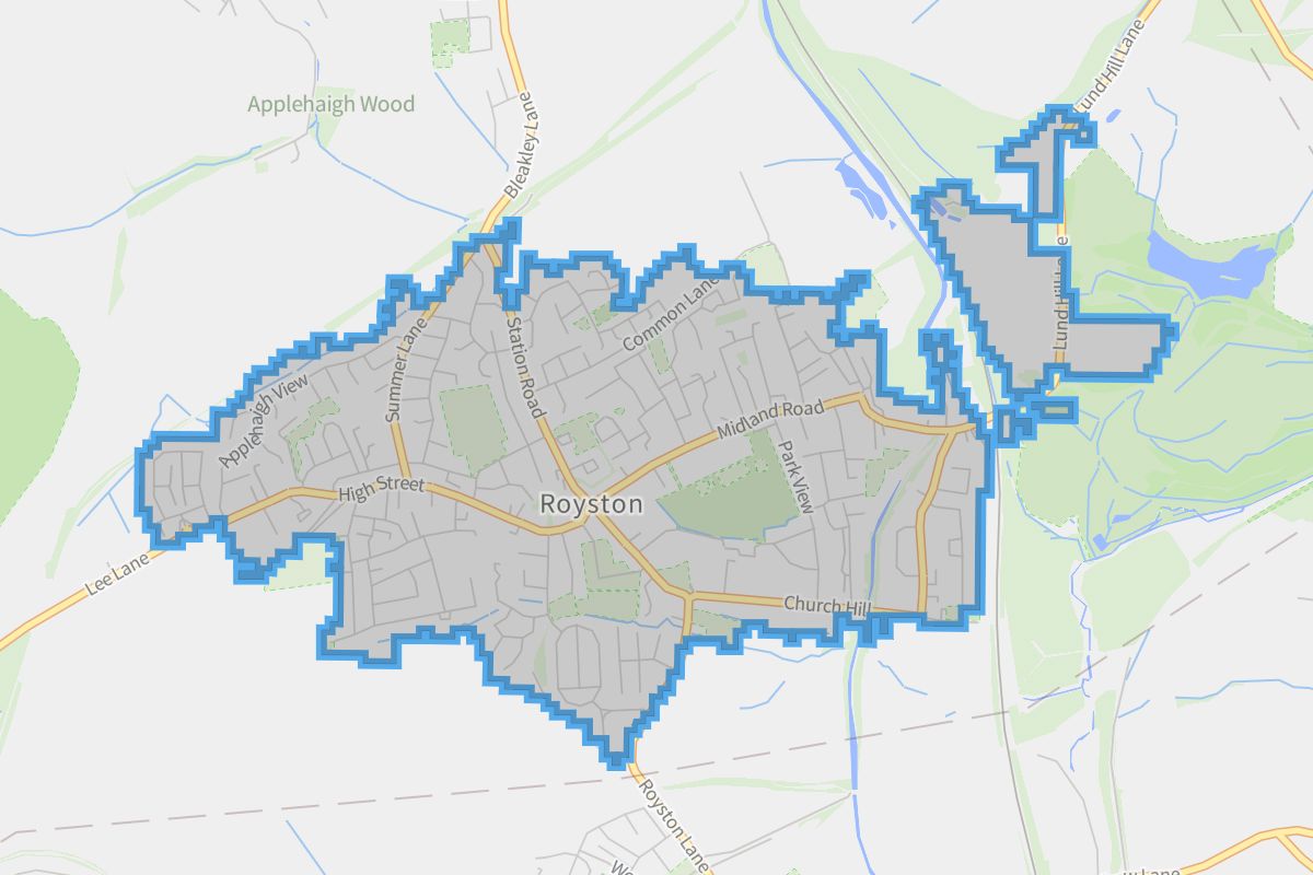 Royston geographic boundaries light outline