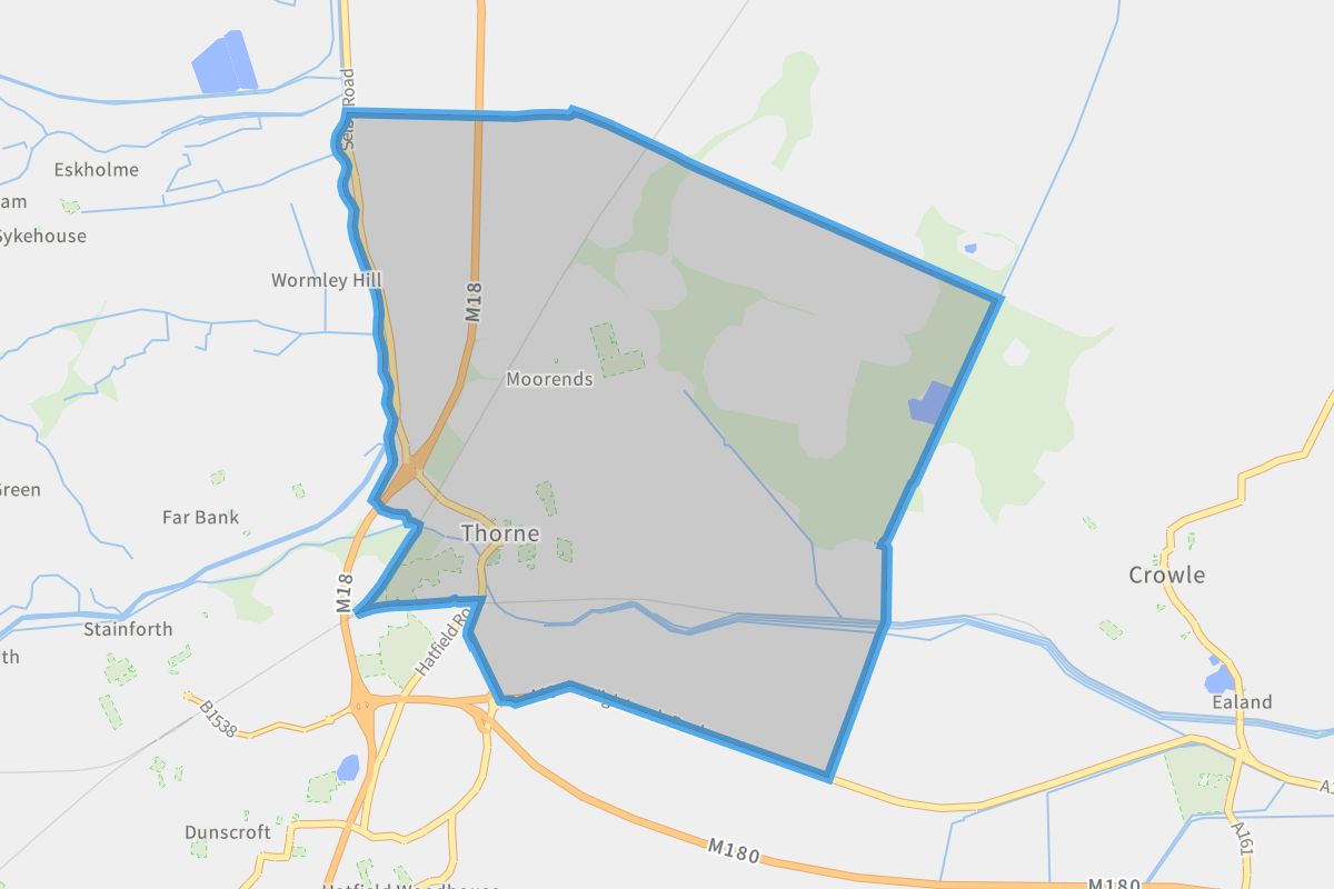 Thorne geographic boundaries light outline