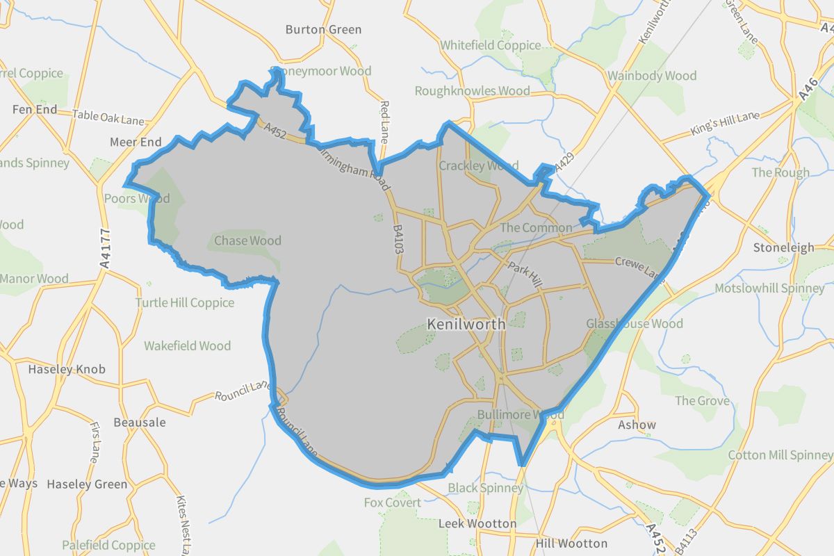Kenilworth geographic boundaries light outline