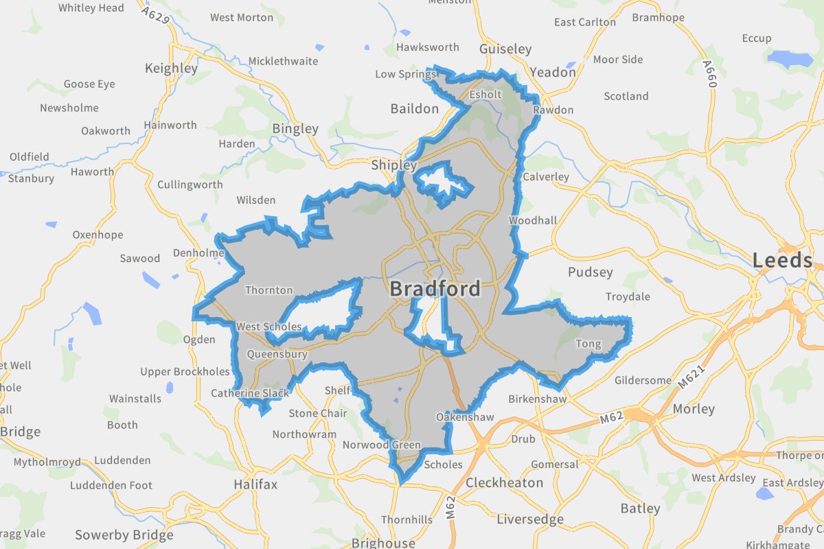 Bradford geographic boundaries light outline