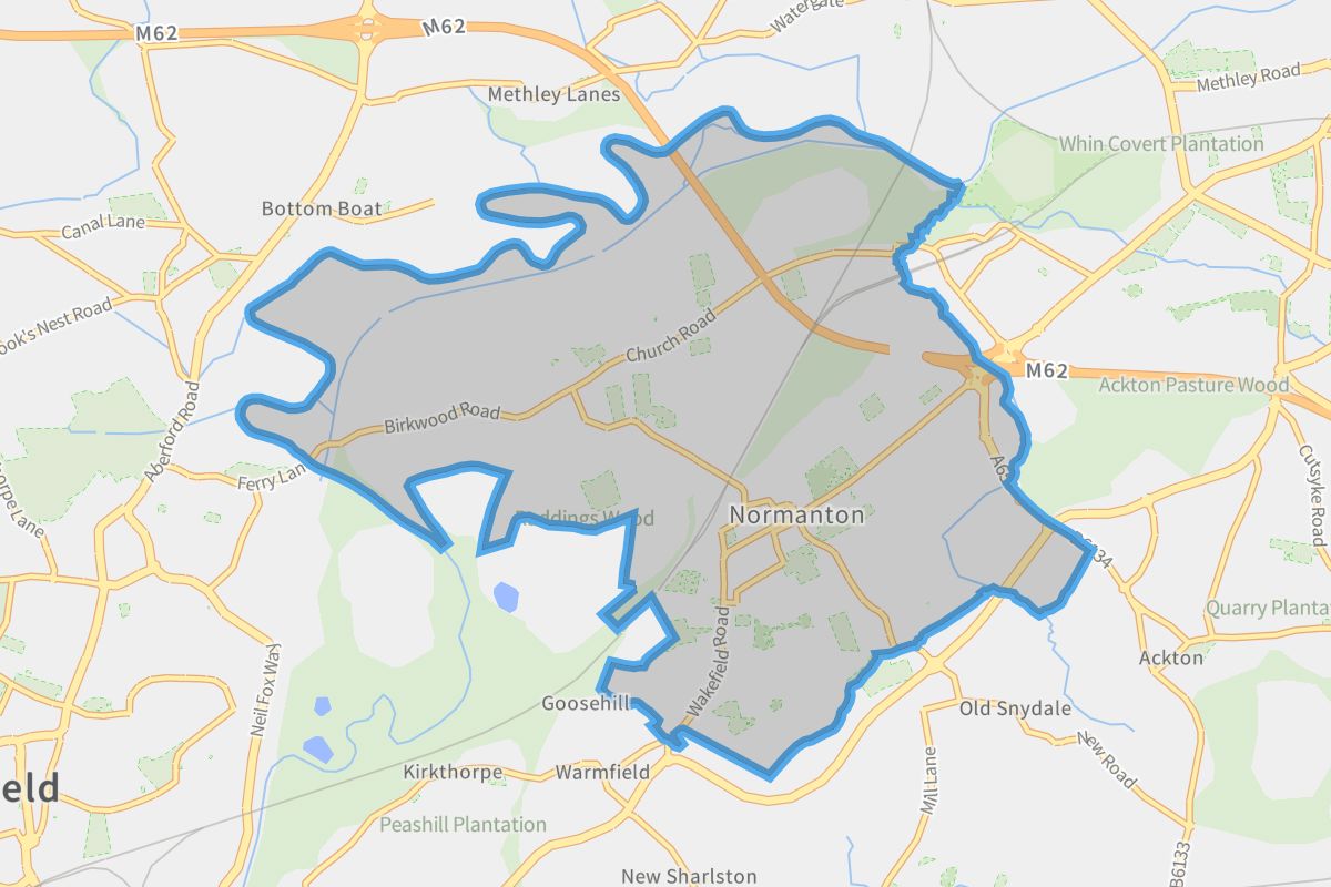 Normanton geographic boundaries light outline