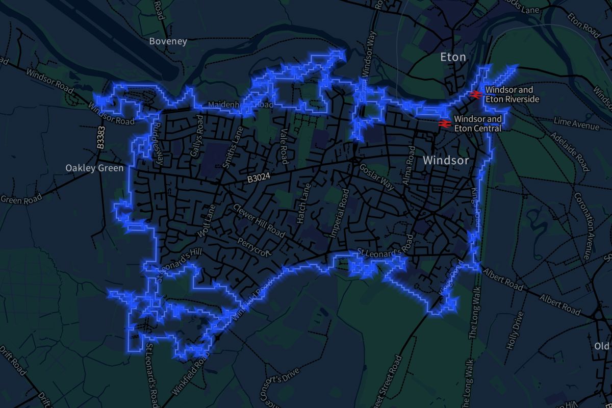 Windsor geographic boundaries dark outline