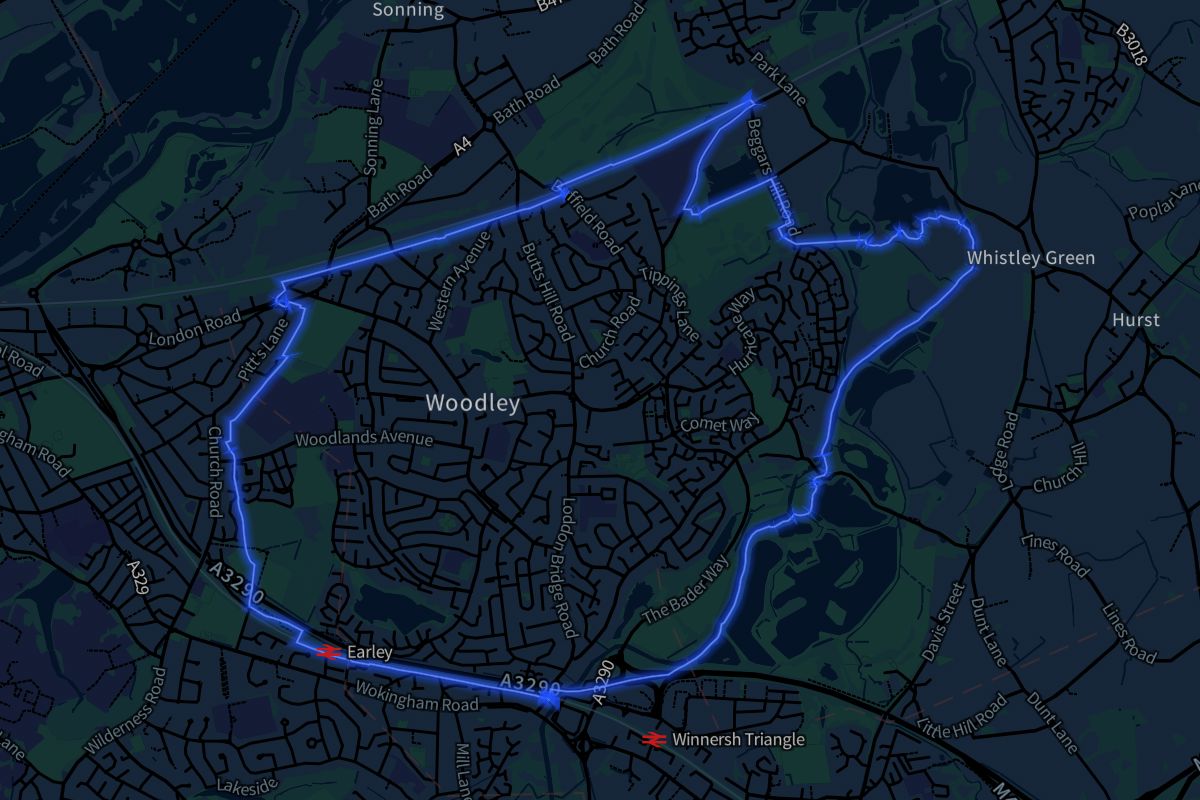 Woodley geographic boundaries dark outline