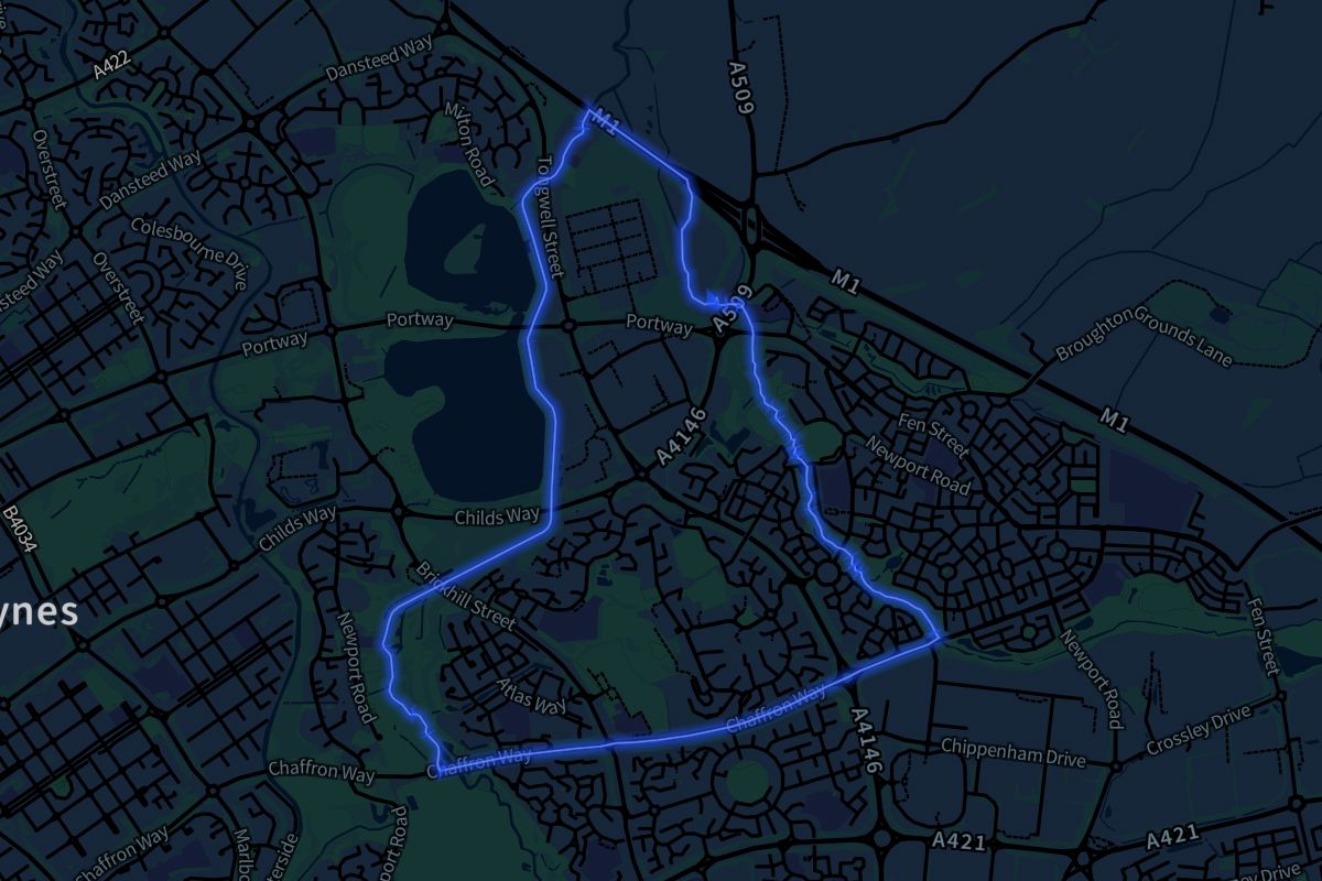 Milton Keynes geographic boundaries dark outline