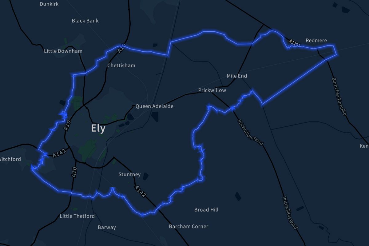 Ely geographic boundaries dark outline