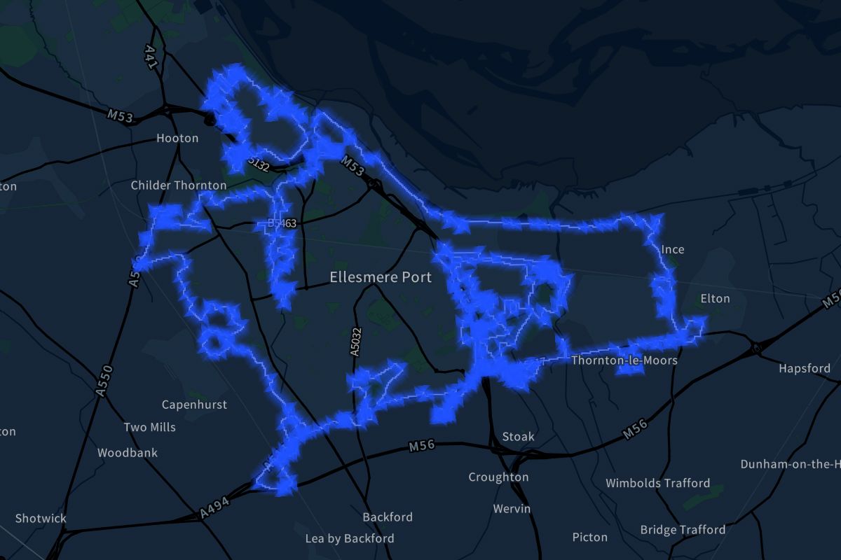 Ellesmere Port geographic boundaries dark outline