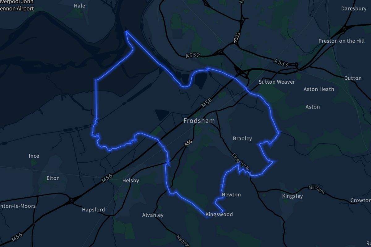 Frodsham geographic boundaries dark outline