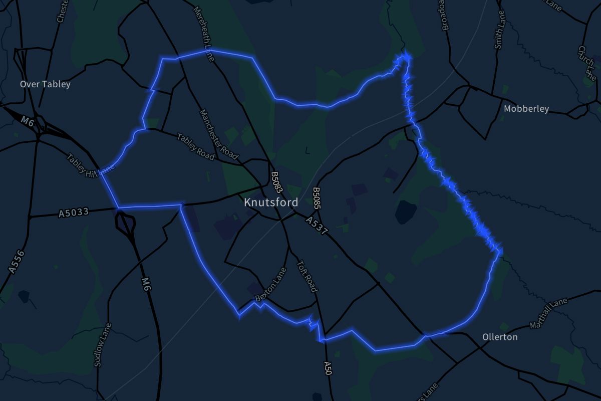 Knutsford geographic boundaries dark outline