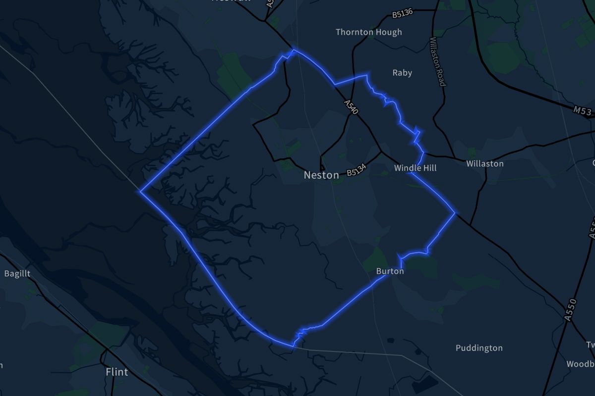 Neston geographic boundaries dark outline