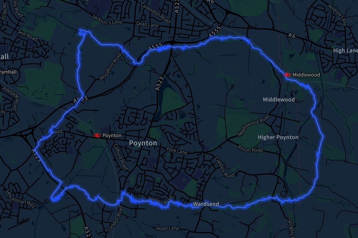 Poynton-with-Worth geographic boundaries dark outline