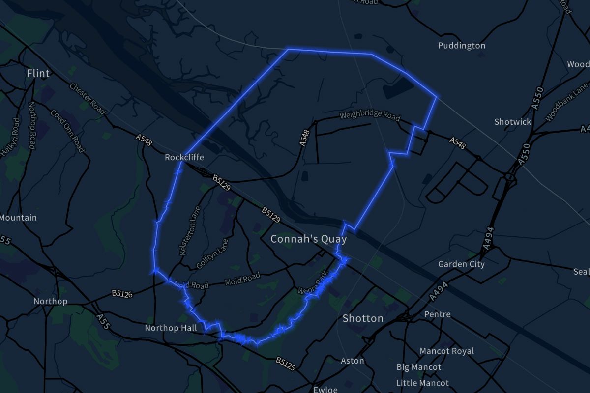 Connah's Quay geographic boundaries dark outline