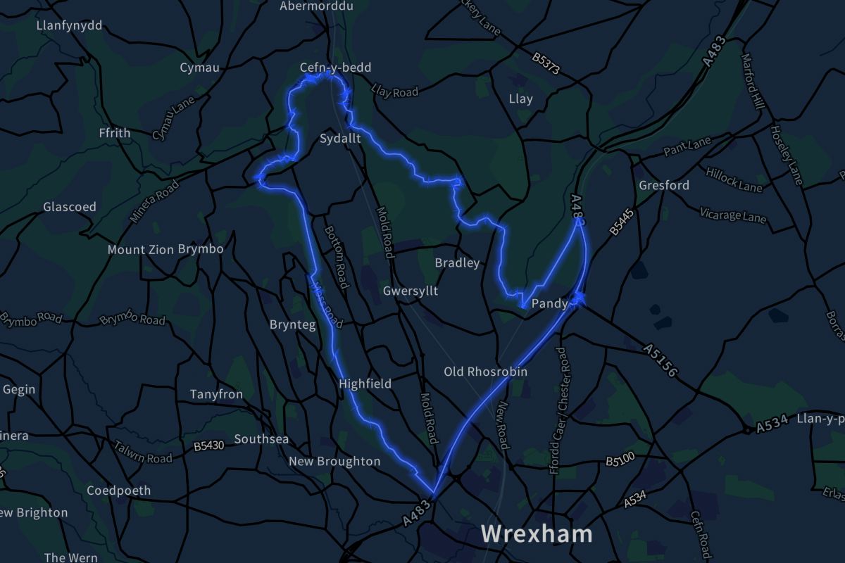 Gwersyllt geographic boundaries dark outline