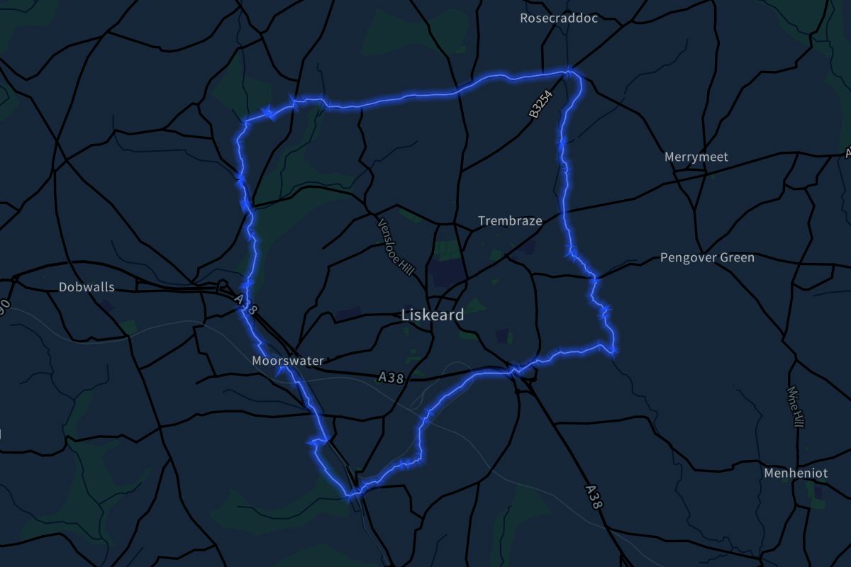 Liskeard geographic boundaries dark outline