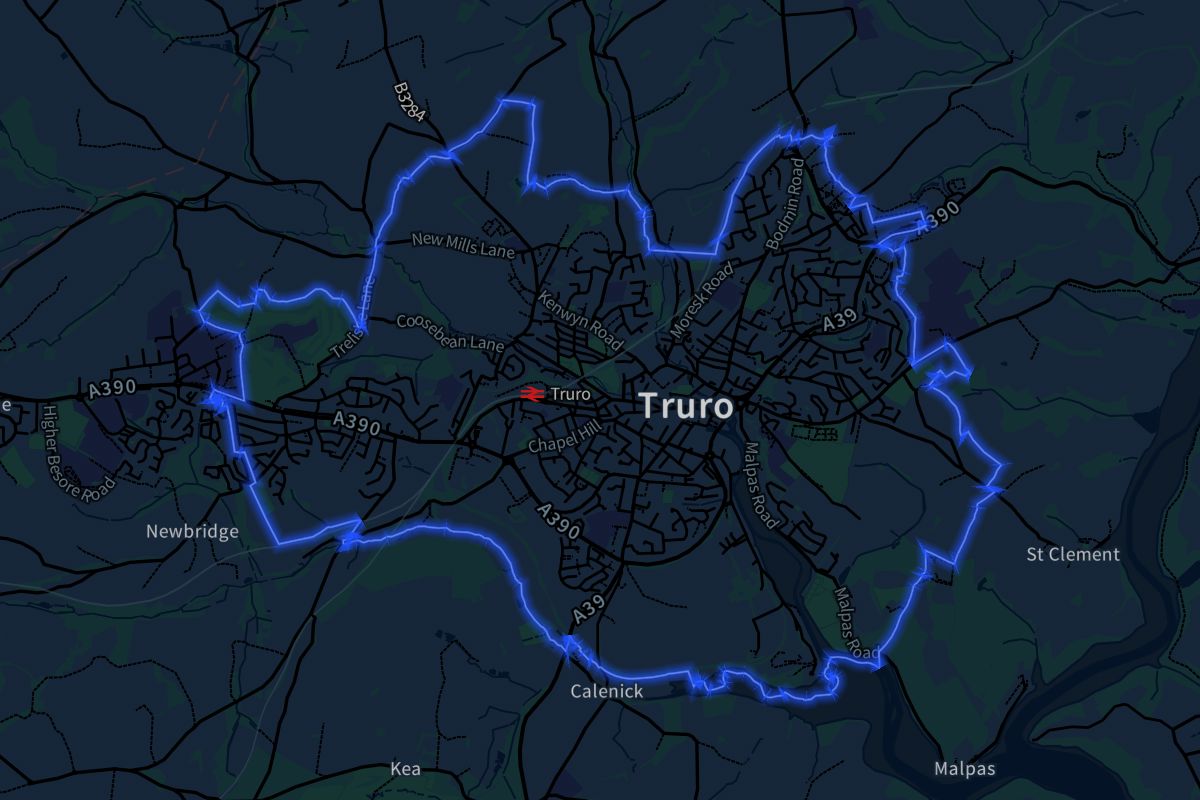 Truro geographic boundaries dark outline
