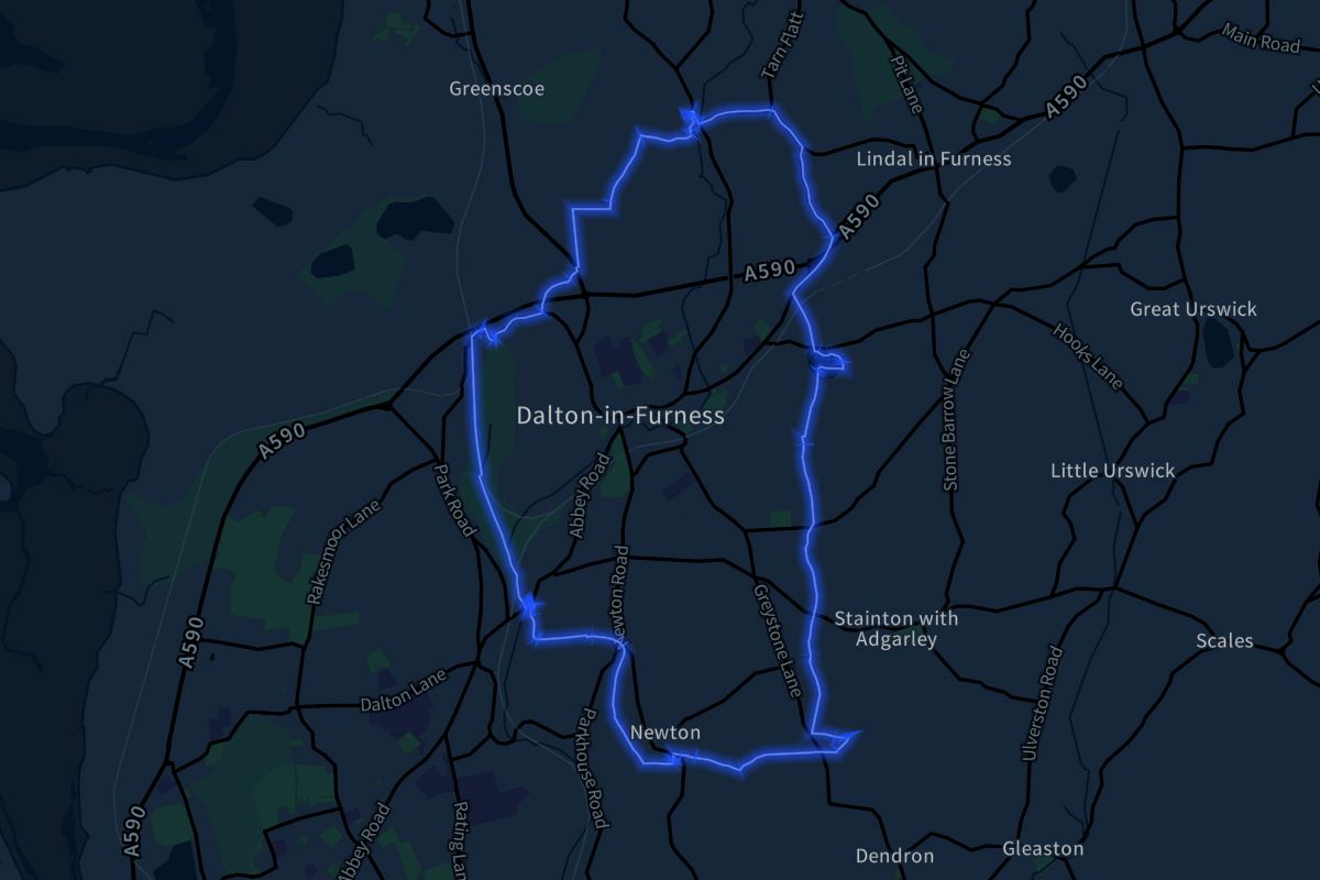 Dalton Town with Newton geographic boundaries dark outline