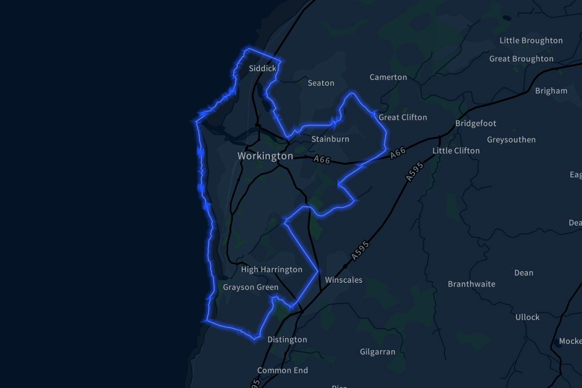 Workington geographic boundaries dark outline