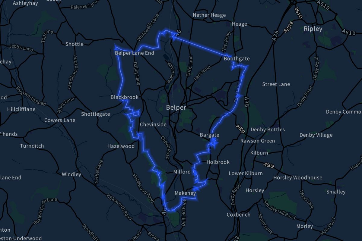 Belper geographic boundaries dark outline