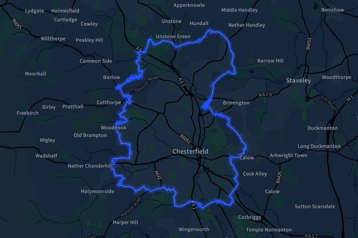 Chesterfield geographic boundaries dark outline