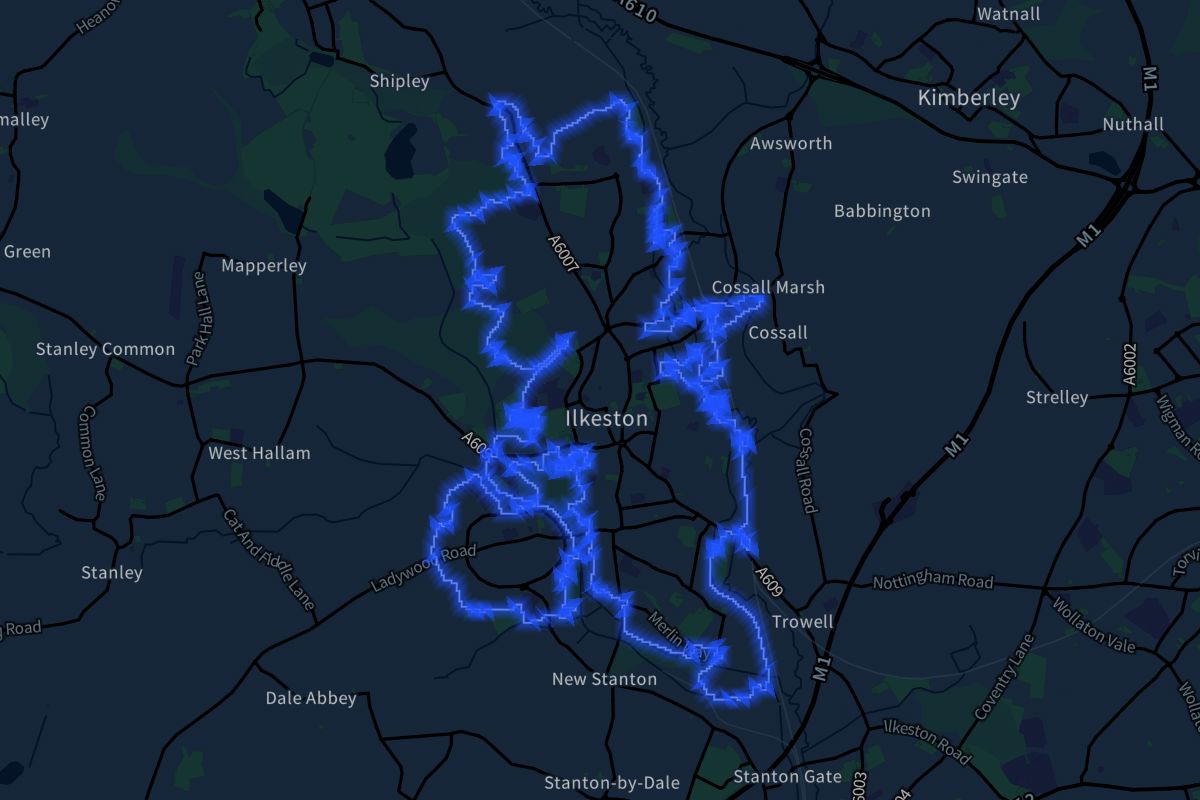 Ilkeston geographic boundaries dark outline