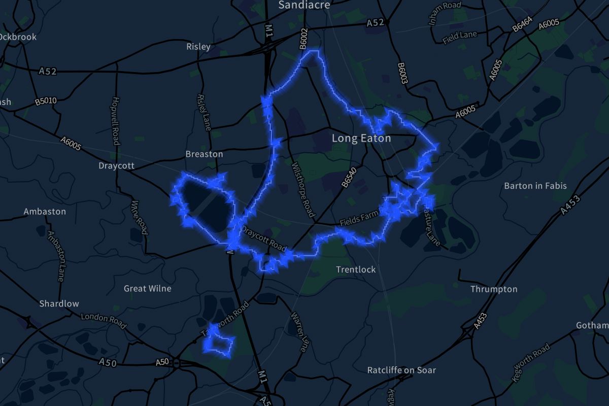Long Eaton geographic boundaries dark outline
