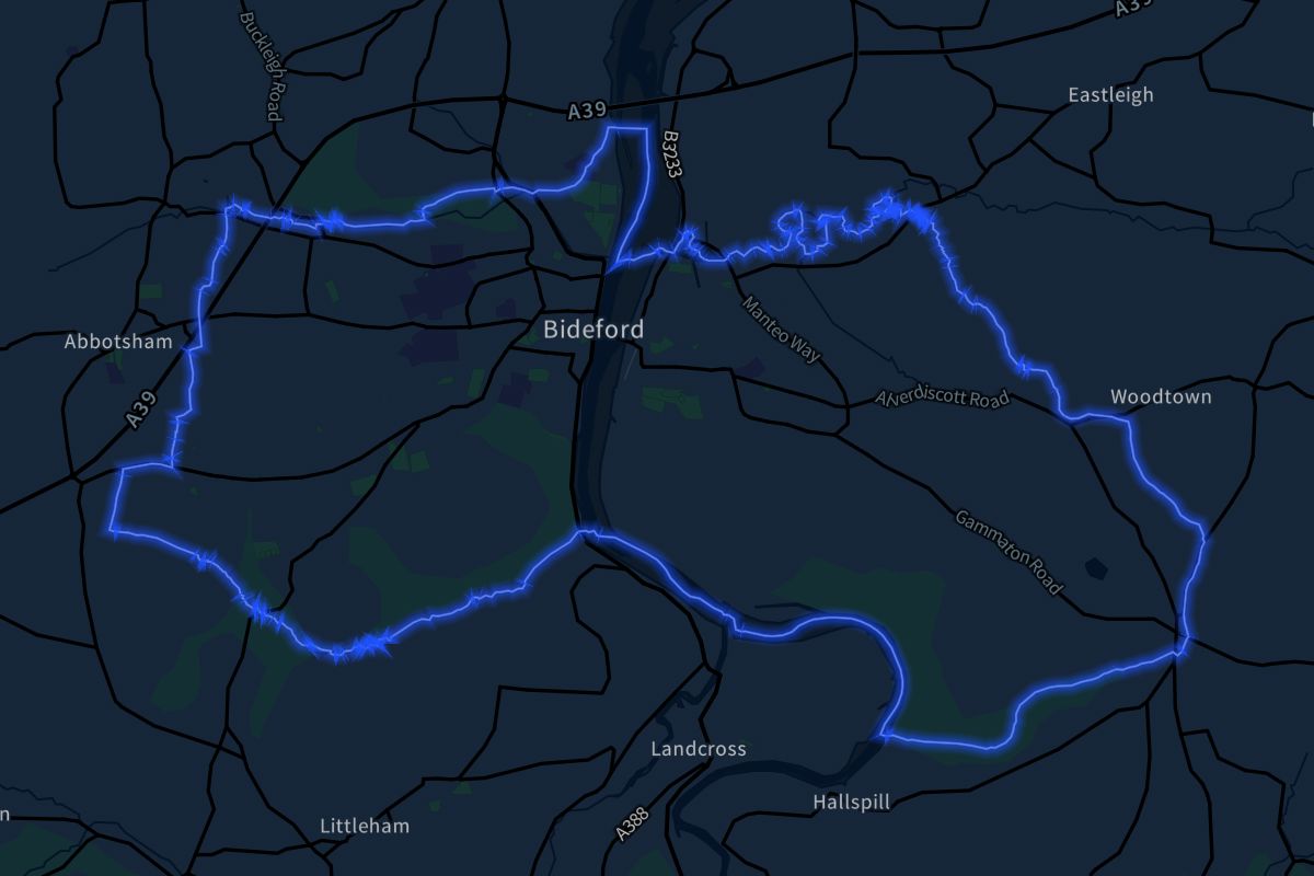 Bideford geographic boundaries dark outline