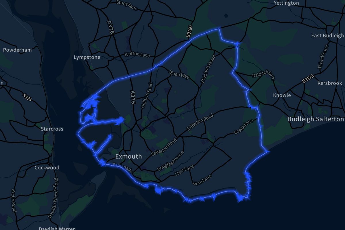 Exmouth geographic boundaries dark outline