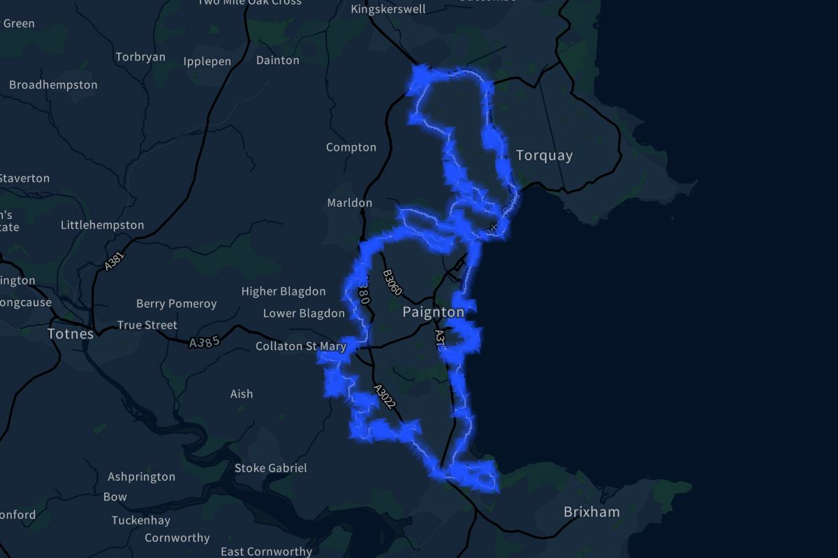 Paignton geographic boundaries dark outline