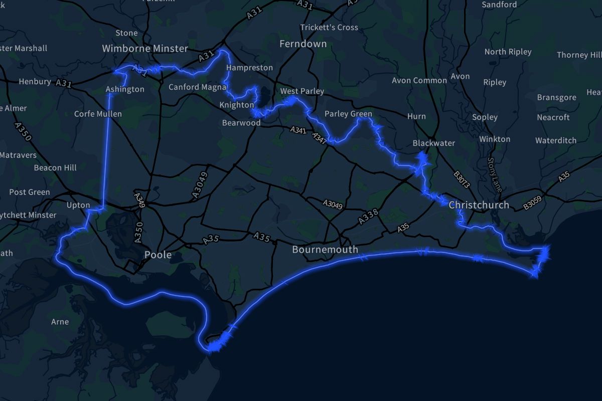 Bournemouth geographic boundaries dark outline
