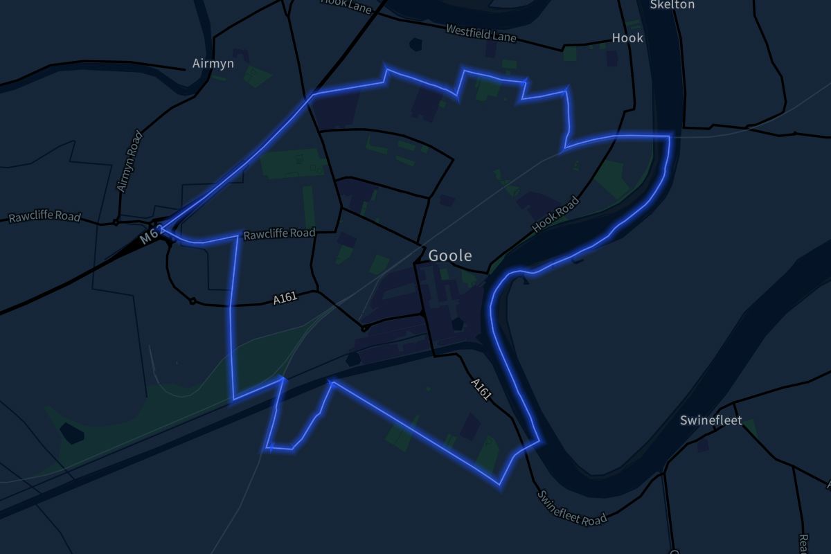 Goole geographic boundaries dark outline