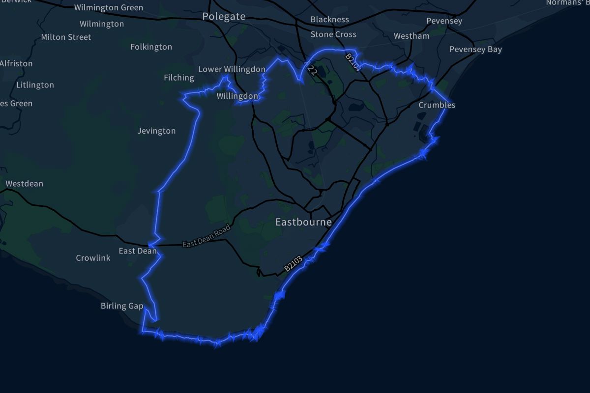 Eastbourne geographic boundaries dark outline