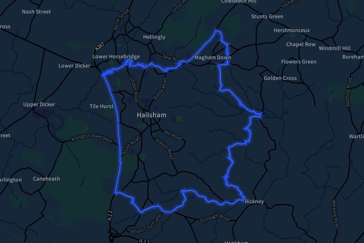 Hailsham geographic boundaries dark outline