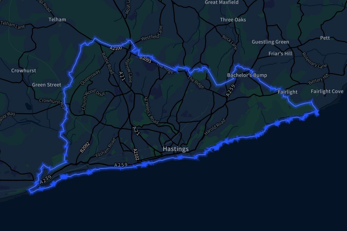 Hastings geographic boundaries dark outline