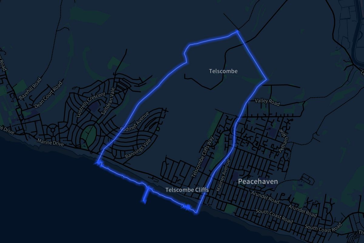 Telscombe geographic boundaries dark outline