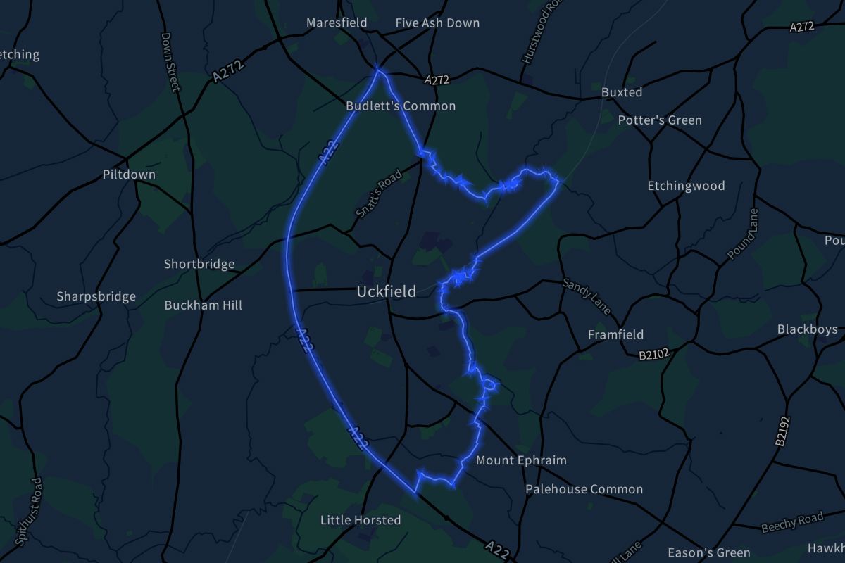Uckfield geographic boundaries dark outline