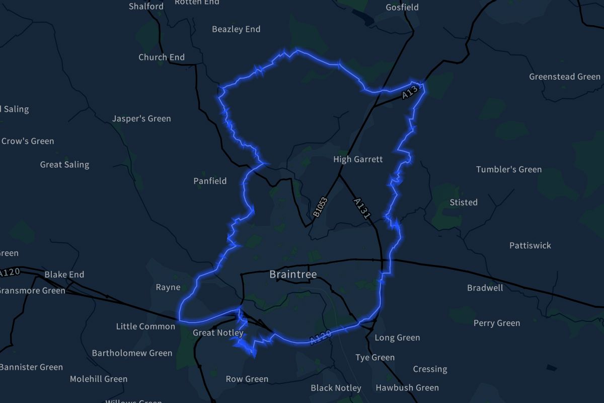 Braintree geographic boundaries dark outline