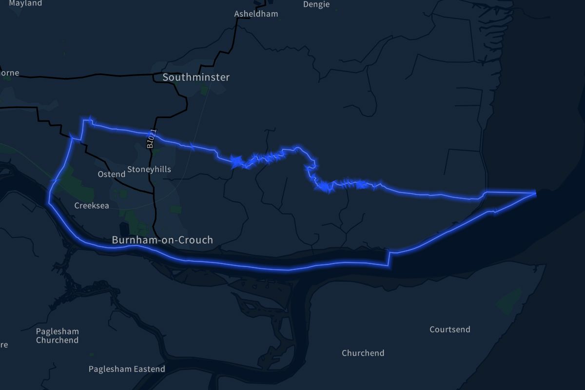 Burnham-on-Crouch geographic boundaries dark outline