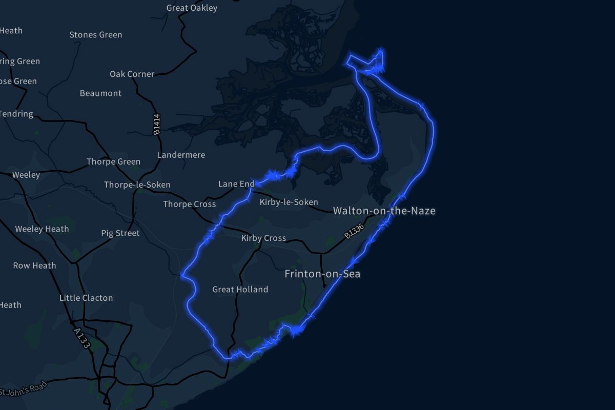 Frinton and Walton geographic boundaries dark outline