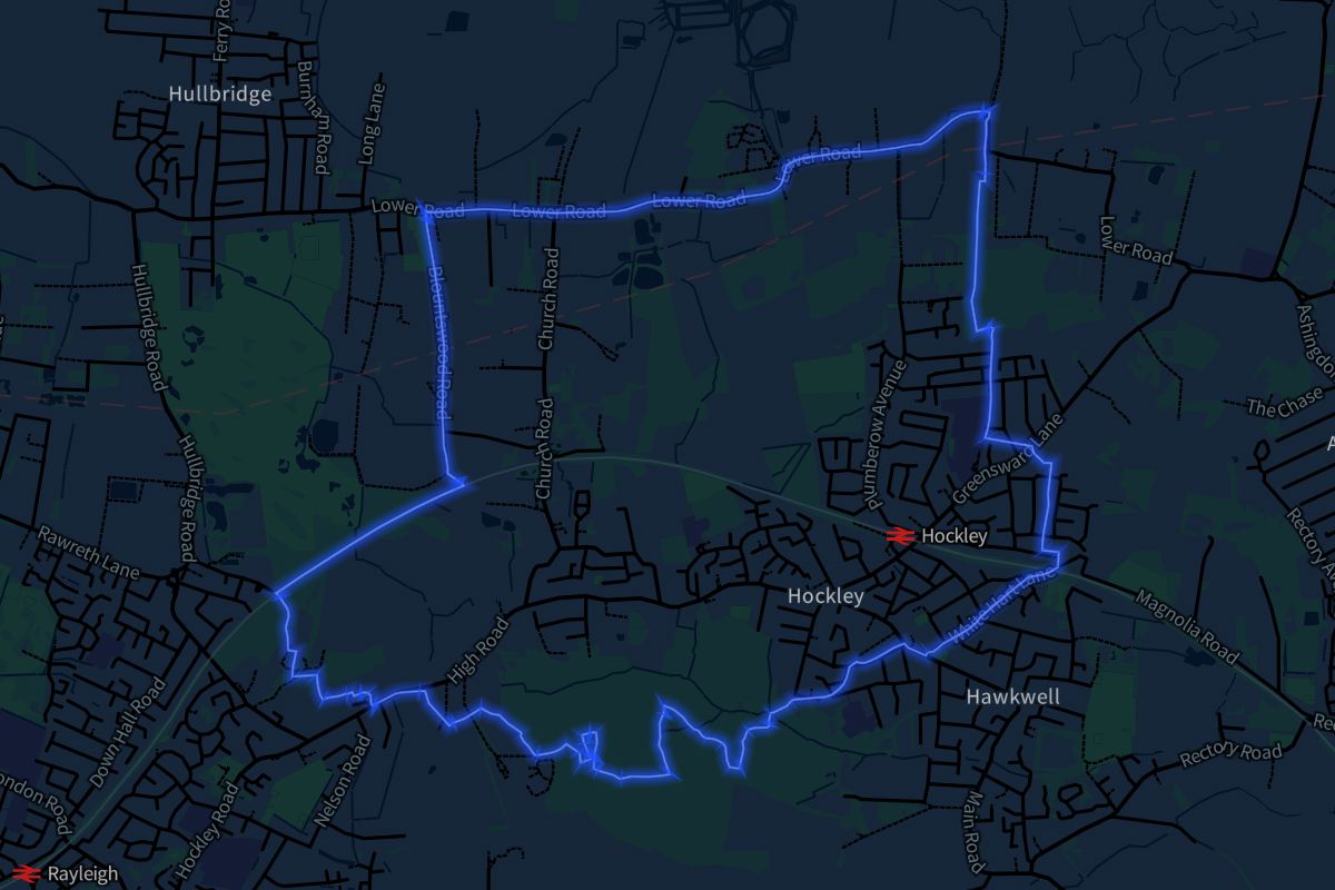Hockley geographic boundaries dark outline