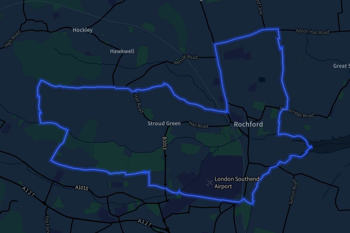 Rochford geographic boundaries dark outline
