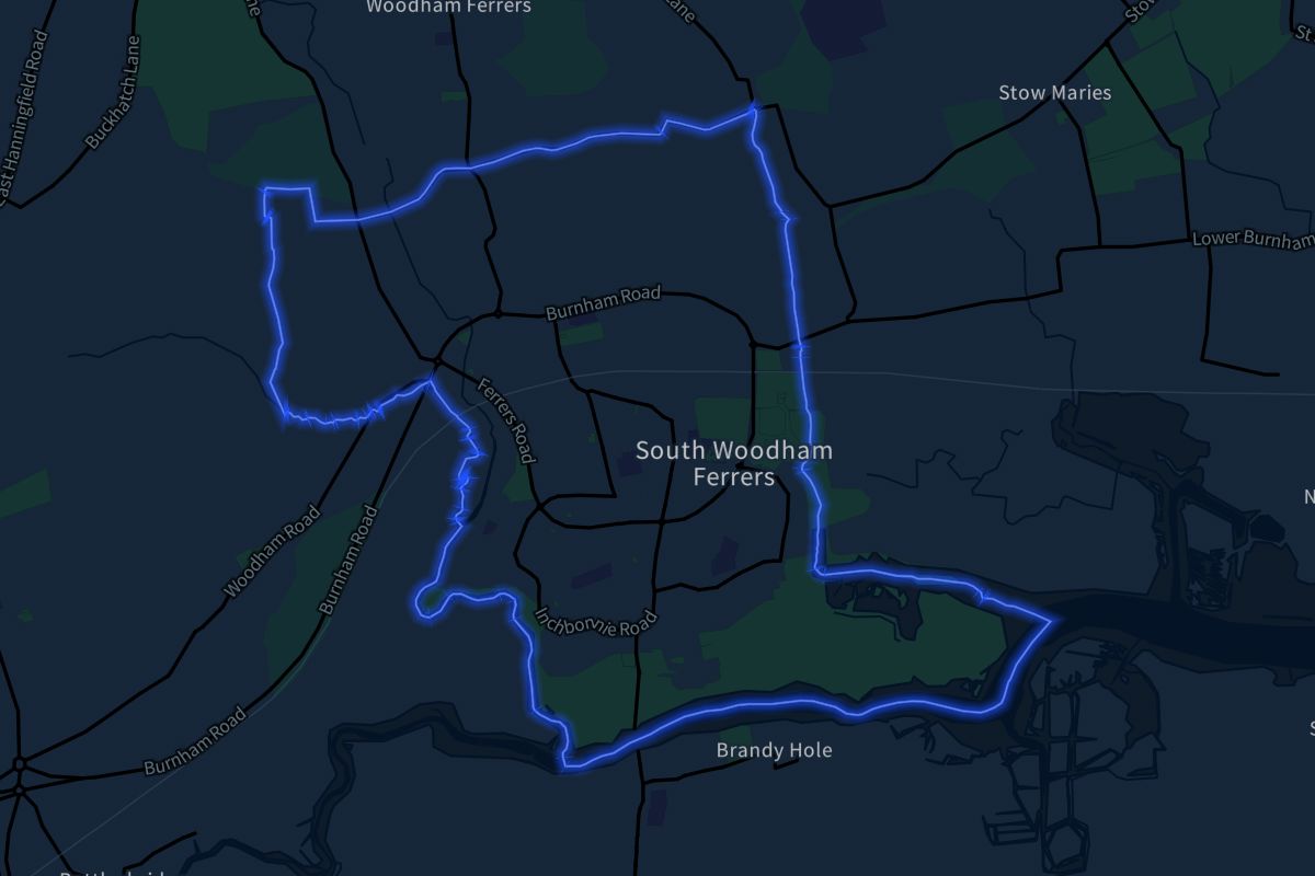 South Woodham Ferrers geographic boundaries dark outline