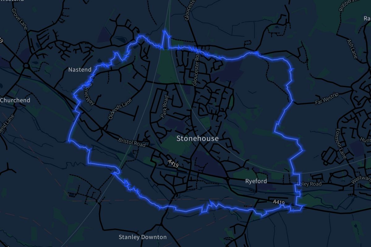Stonehouse geographic boundaries dark outline