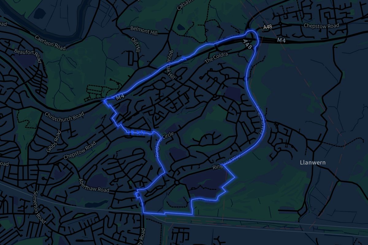 Ringland geographic boundaries dark outline