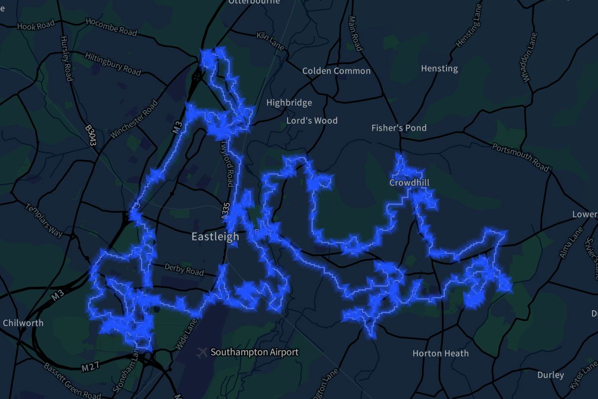 Eastleigh geographic boundaries dark outline