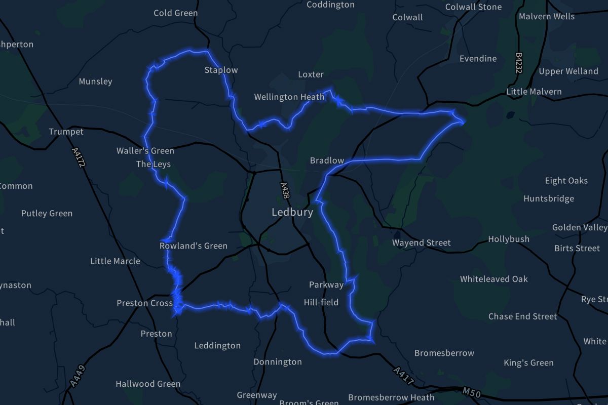 Ledbury geographic boundaries dark outline
